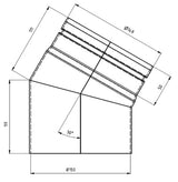 Ø150mm Peisrør Grå 30 grader u/luke