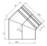 Peisrør Ø200mm 45° u/luke Sensotherm