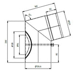 Ø125mm Røykrør 75 grader m /luke sort emalje