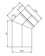 Ø150mm Røykrør 45 grader u/ luke