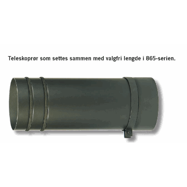 Ø150mm Teleskoprør peisrør rett 40cm m/klammer sort