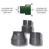 Røkrør overgang iv125 - uv150mm sort